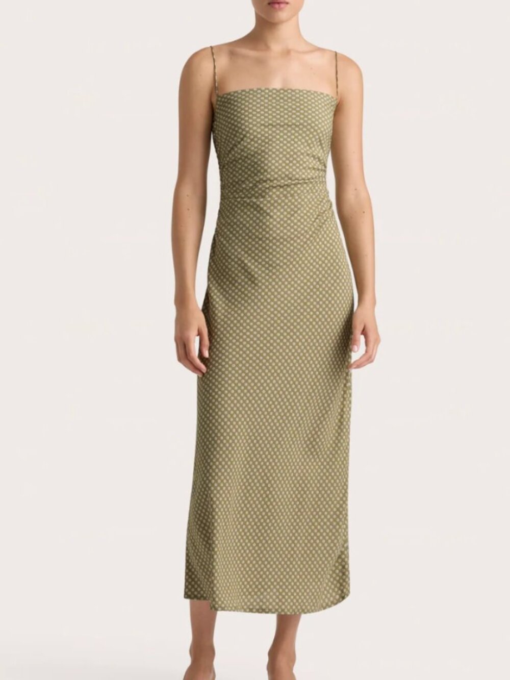 Faithfull Rosas Midi Dress Oliander Khaki - Medium